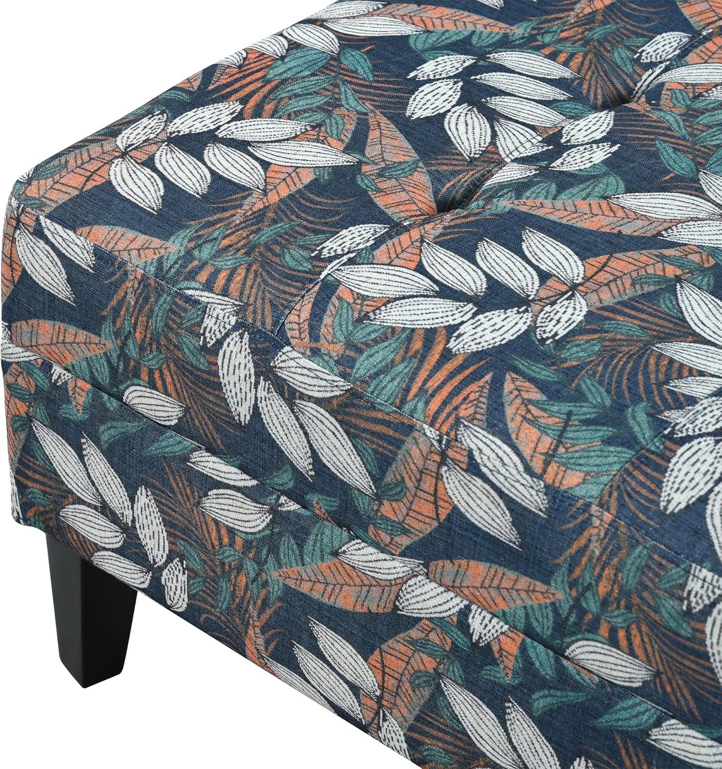 image:imageChristopher Knight Home Fabric Ottoman Footrest Rectangular Upholstered Non Storage Ottoman Foot Rest Stool with Tufted Stitching 2825 W x 23 D x 185 H Leaf PrintedLeaf Printed non Storage