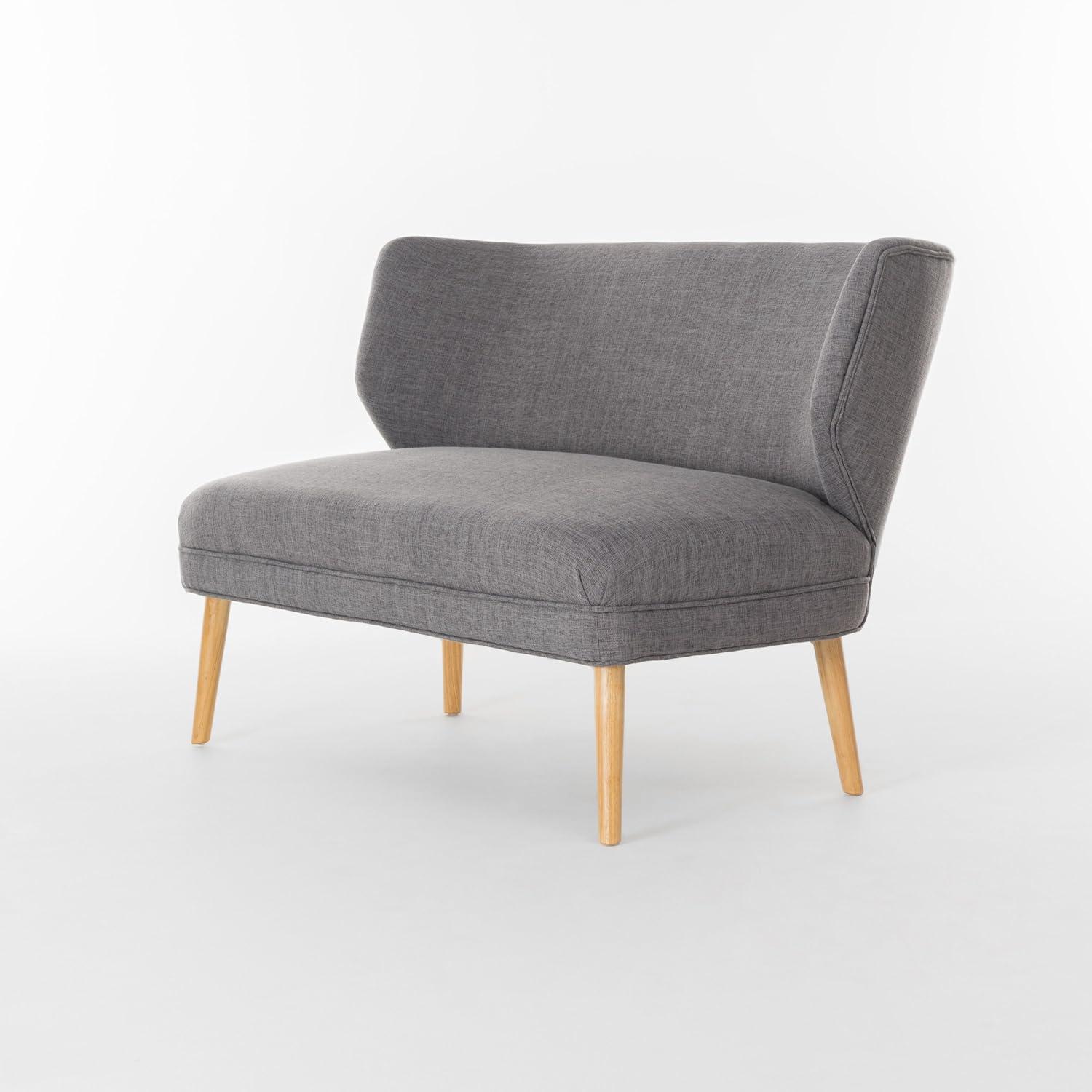 image:imageChristopher Knight Home GDFStudio Christopher Knight Home Desdemona MidCentury Modern Fabric Settee Light Gray Natural FinishLight Gray Natural Finish