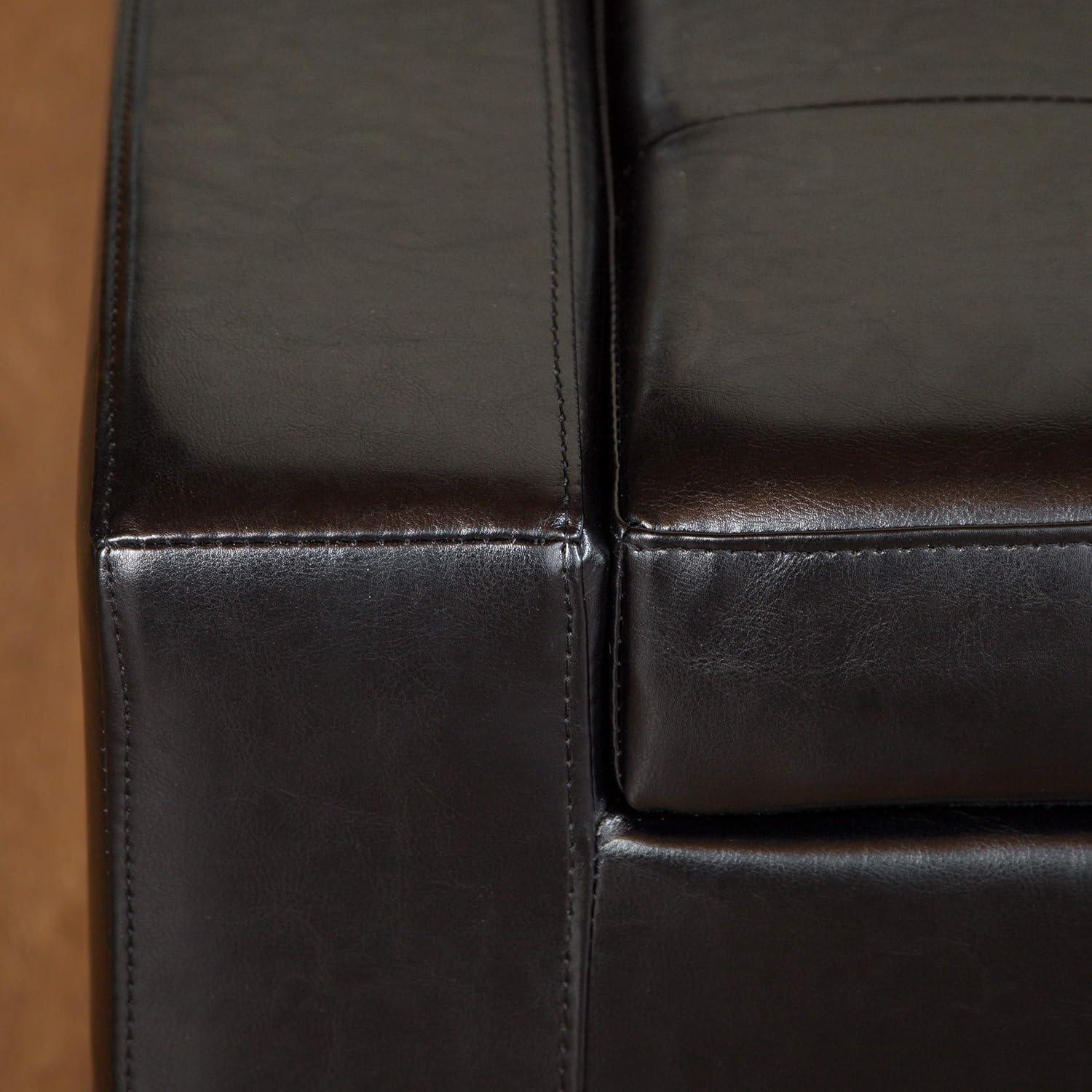 image:imageChristopher Knight Home Guernsey Leather WoodFrame Storage Ottoman Black