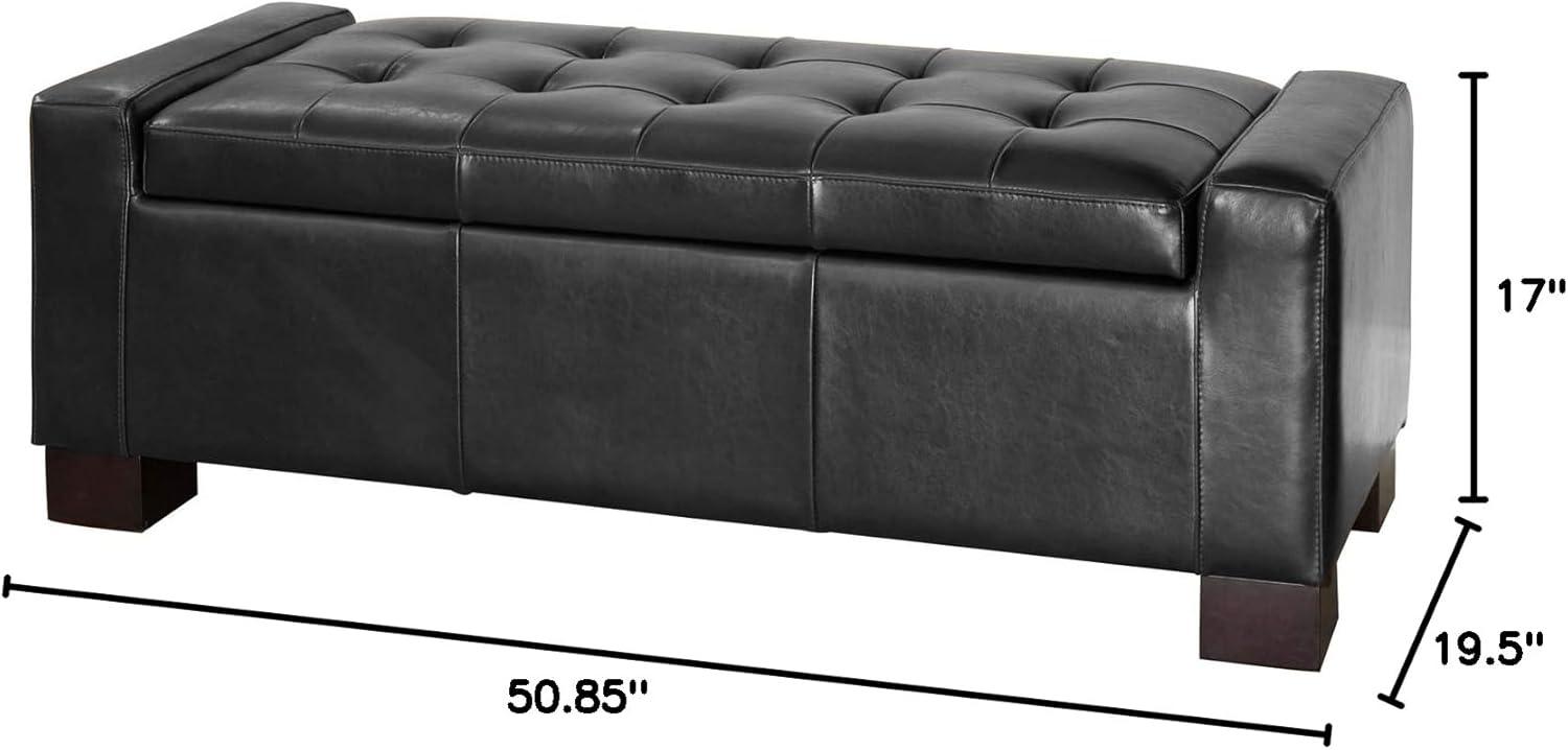 image:imageChristopher Knight Home Guernsey Leather WoodFrame Storage Ottoman Black