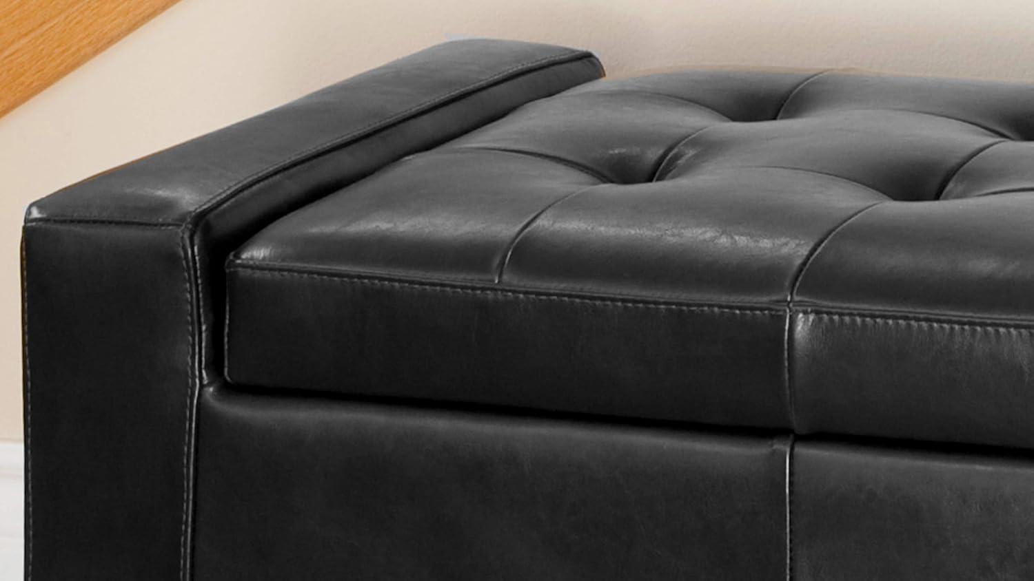 image:imageChristopher Knight Home Guernsey Leather WoodFrame Storage Ottoman Black