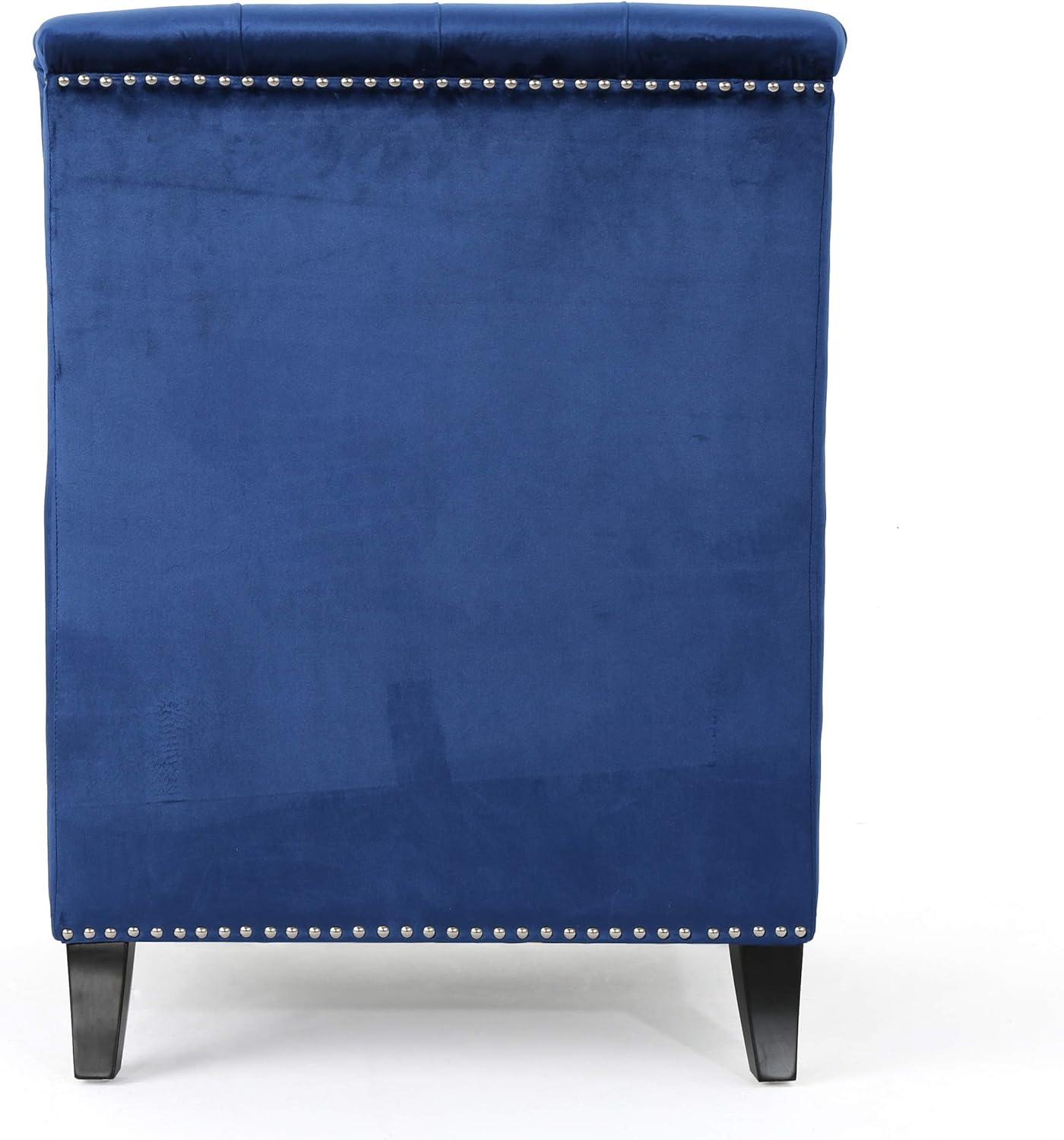 image:imageChristopher Knight Home Jaclyn Velvet Tufted Club Chair Navy Blue Natural