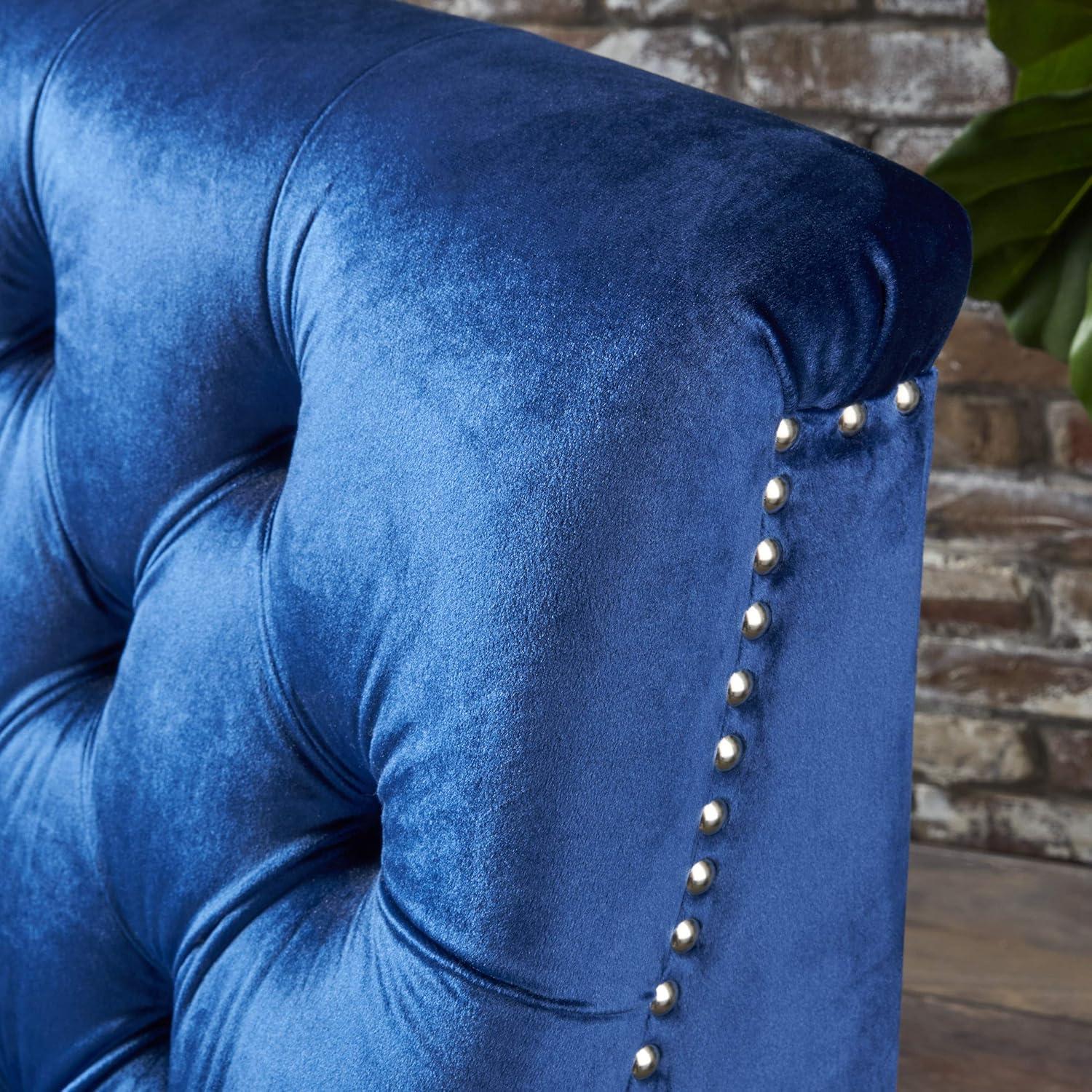 image:imageChristopher Knight Home Jaclyn Velvet Tufted Club Chair Navy Blue Natural