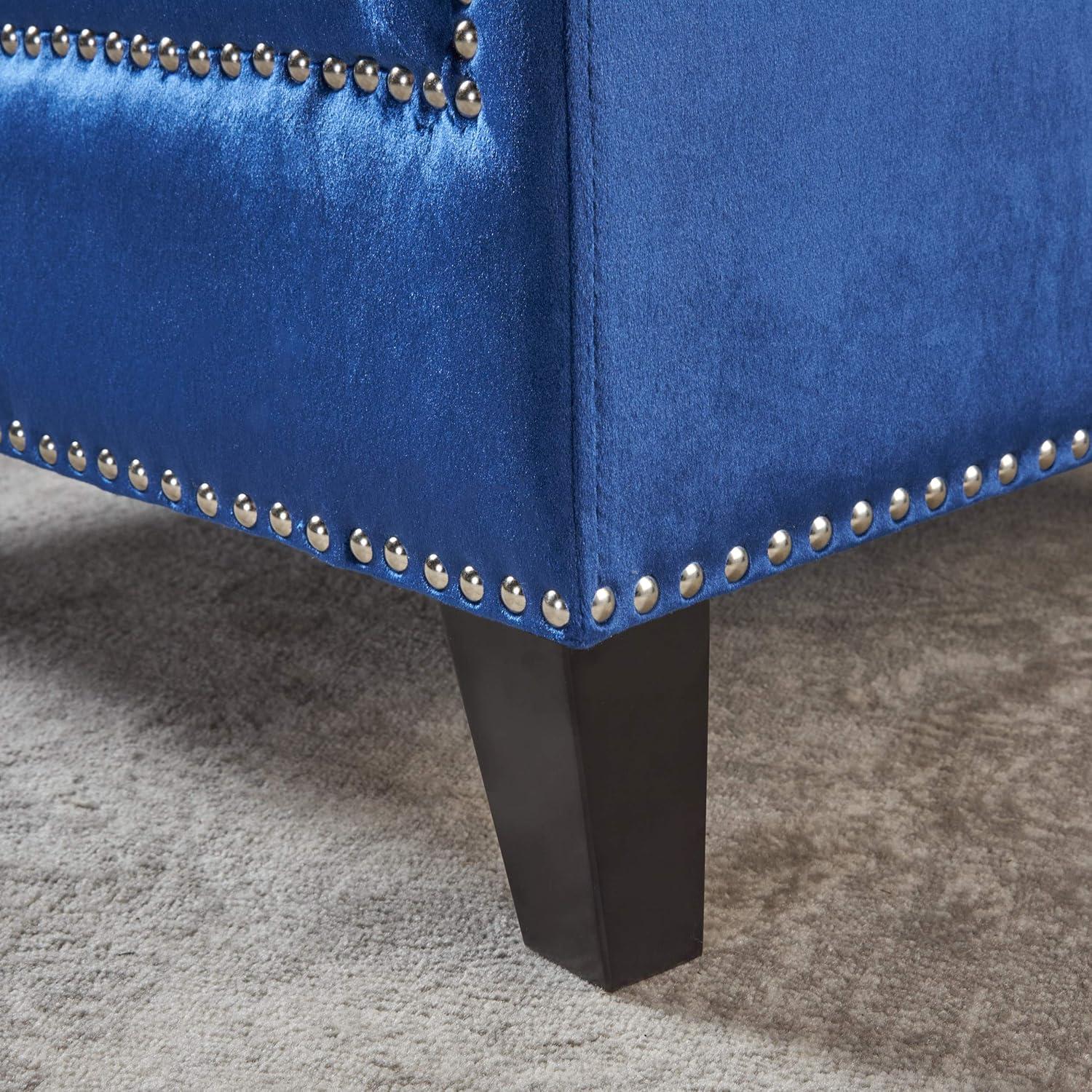 image:imageChristopher Knight Home Jaclyn Velvet Tufted Club Chair Navy Blue Natural