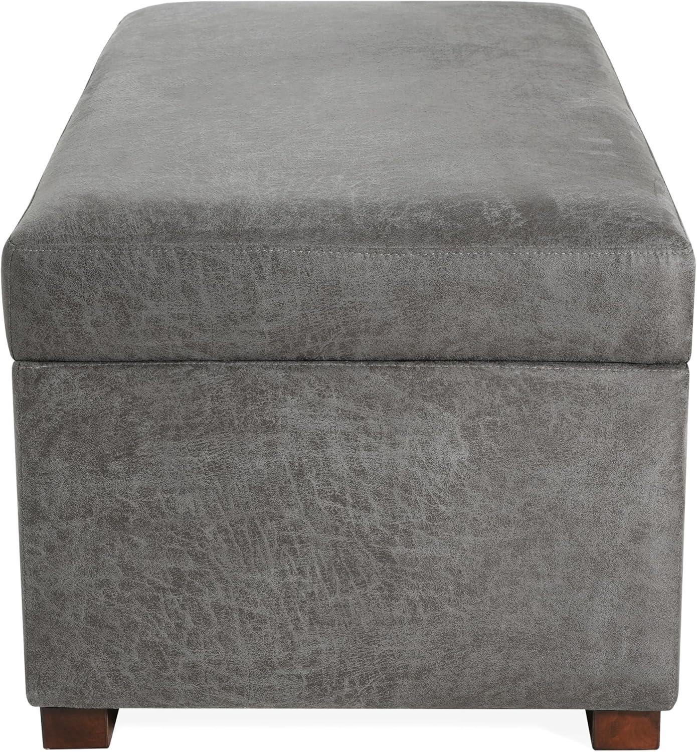 image:imageChristopher Knight Home Kaisa Rectangle Storage Ottoman Wooden Frame Ottoman Bench with Large Seat for Living RoomEntryway Comfy Seating Experience with Dense Foam Padding Dark GreyDark Grey