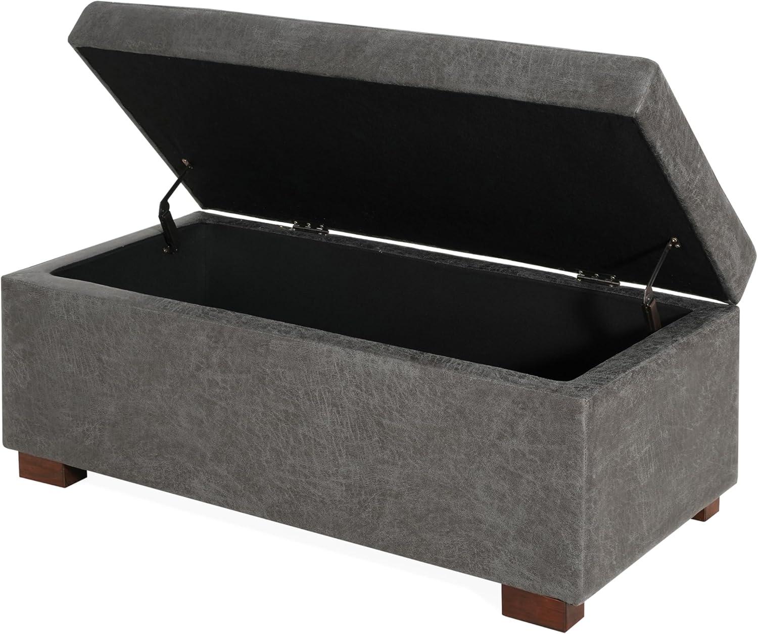 image:imageChristopher Knight Home Kaisa Rectangle Storage Ottoman Wooden Frame Ottoman Bench with Large Seat for Living RoomEntryway Comfy Seating Experience with Dense Foam Padding Dark GreyDark Grey