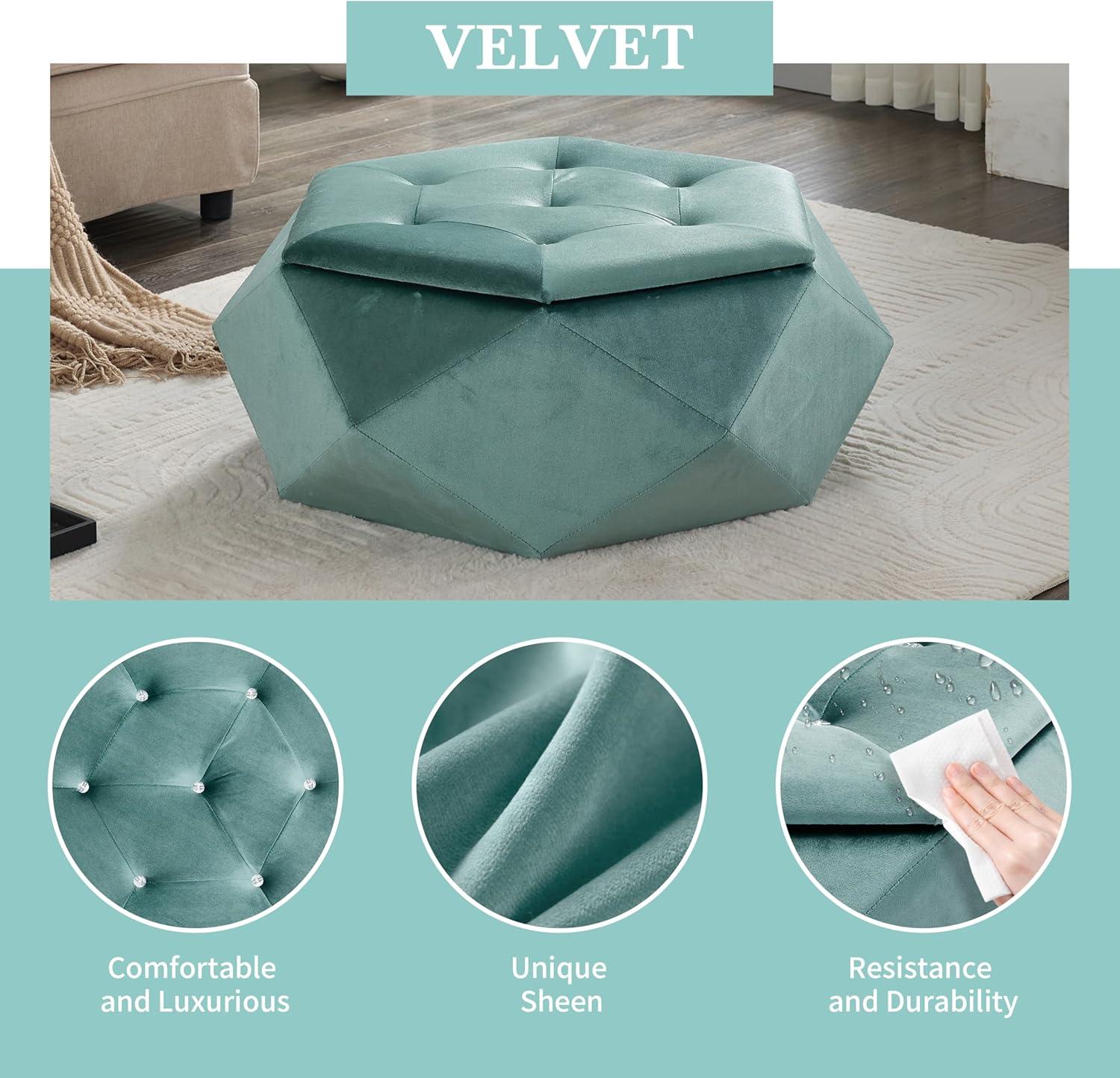 image:imageChristopher Knight Home Kiin Velvet Storage Ottoman Medium Ottoman Foot Rest Foot Stools Ottoman with Storage Living Room Sofa Couch Extra Seat Modern Coffee Table for Home Office PurpleGreen