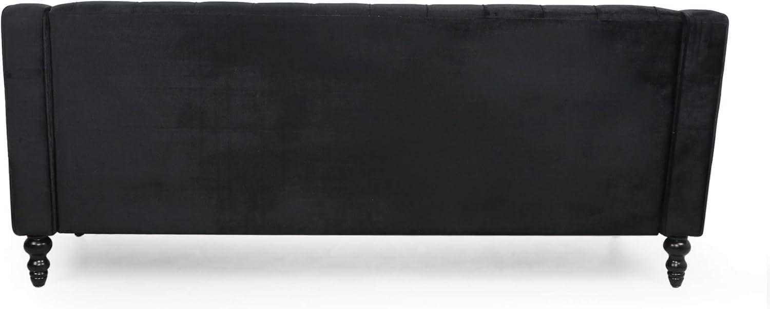 image:imageChristopher Knight Home Knouff Modern Glam Tufted Velvet 3 Seater SofaBlack Dark Brown