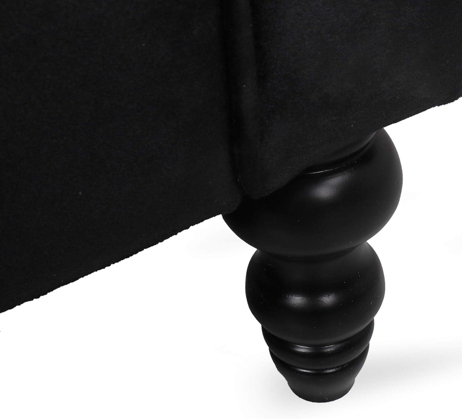image:imageChristopher Knight Home Knouff Modern Glam Tufted Velvet 3 Seater SofaBlack Dark Brown