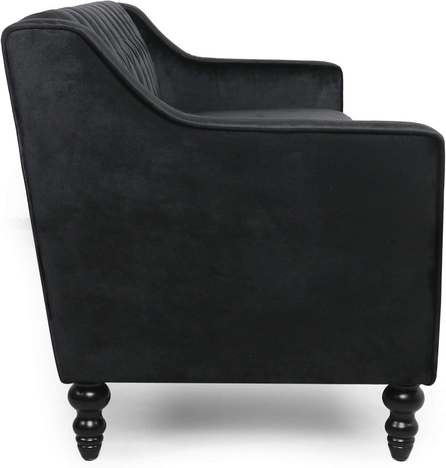 image:imageChristopher Knight Home Knouff Modern Glam Tufted Velvet 3 Seater SofaBlack Dark Brown
