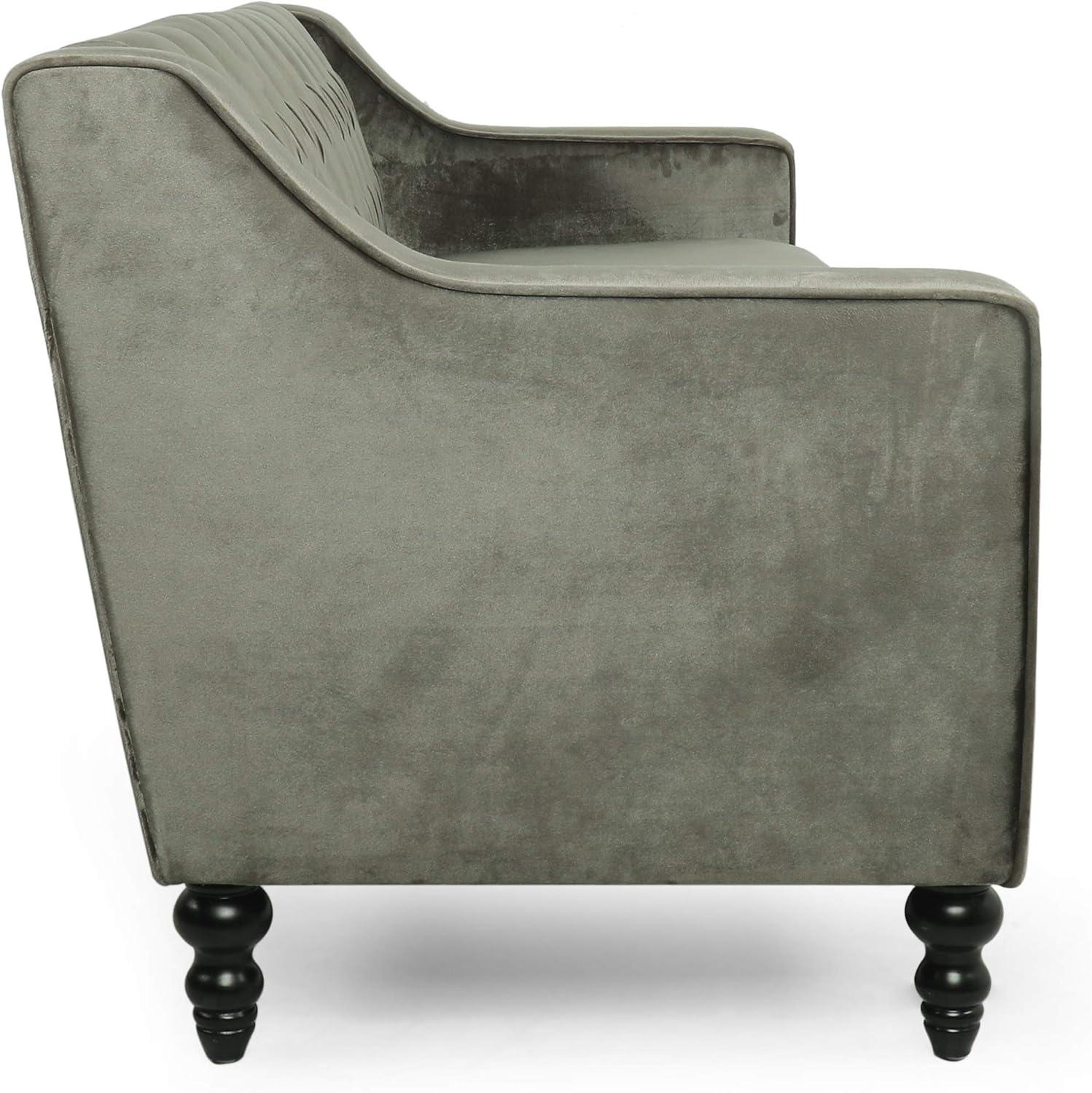 image:imageChristopher Knight Home Knouff Modern Glam Tufted Velvet 3 Seater SofaGray Dark Brown