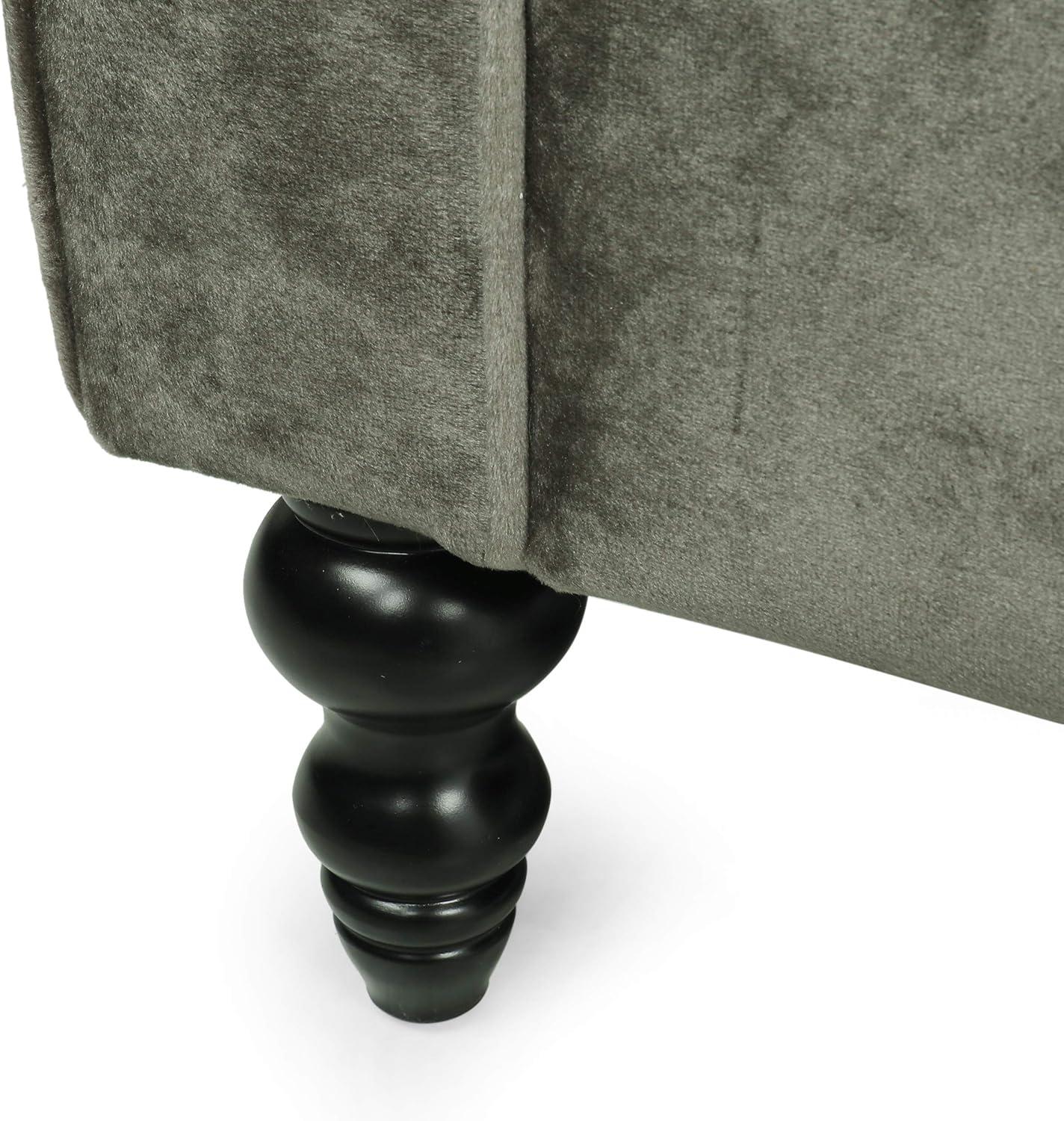 image:imageChristopher Knight Home Knouff Modern Glam Tufted Velvet 3 Seater SofaGray Dark Brown