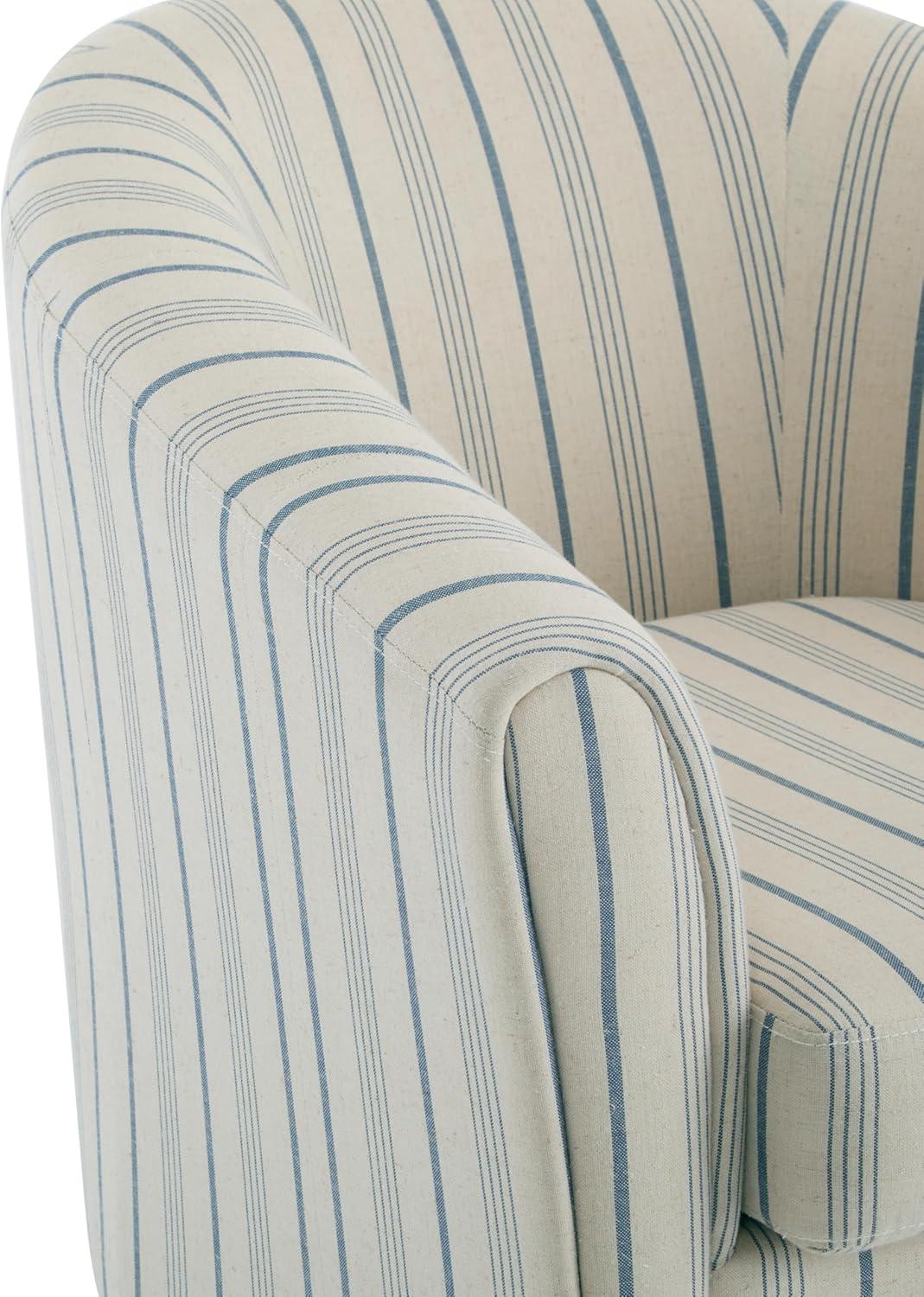 image:imageChristopher Knight Home Lixi Fabric Upholstered Accent Chair Wooden Living Room Barrel Chair Bedroom Comfy Reading Chair Beige and Blue