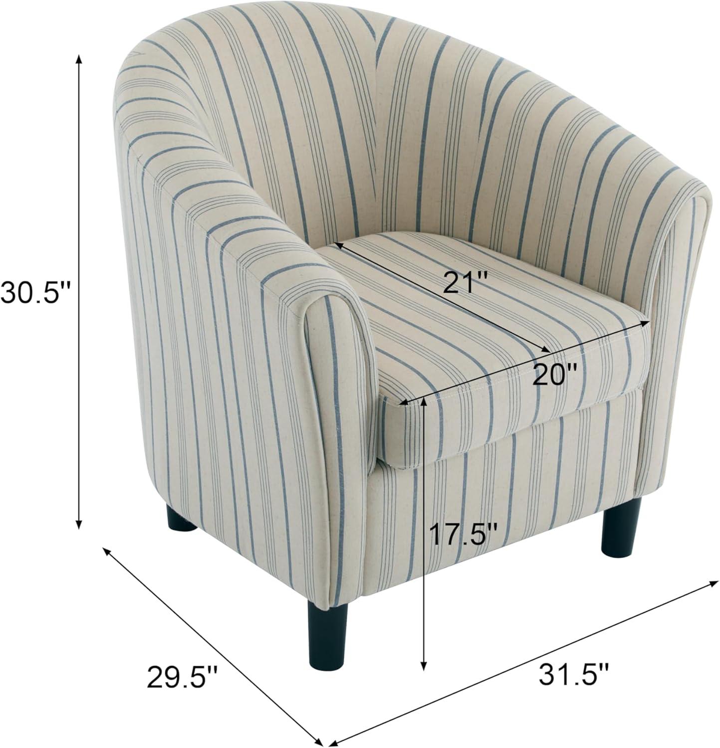 image:imageChristopher Knight Home Lixi Fabric Upholstered Accent Chair Wooden Living Room Barrel Chair Bedroom Comfy Reading Chair Beige and Blue