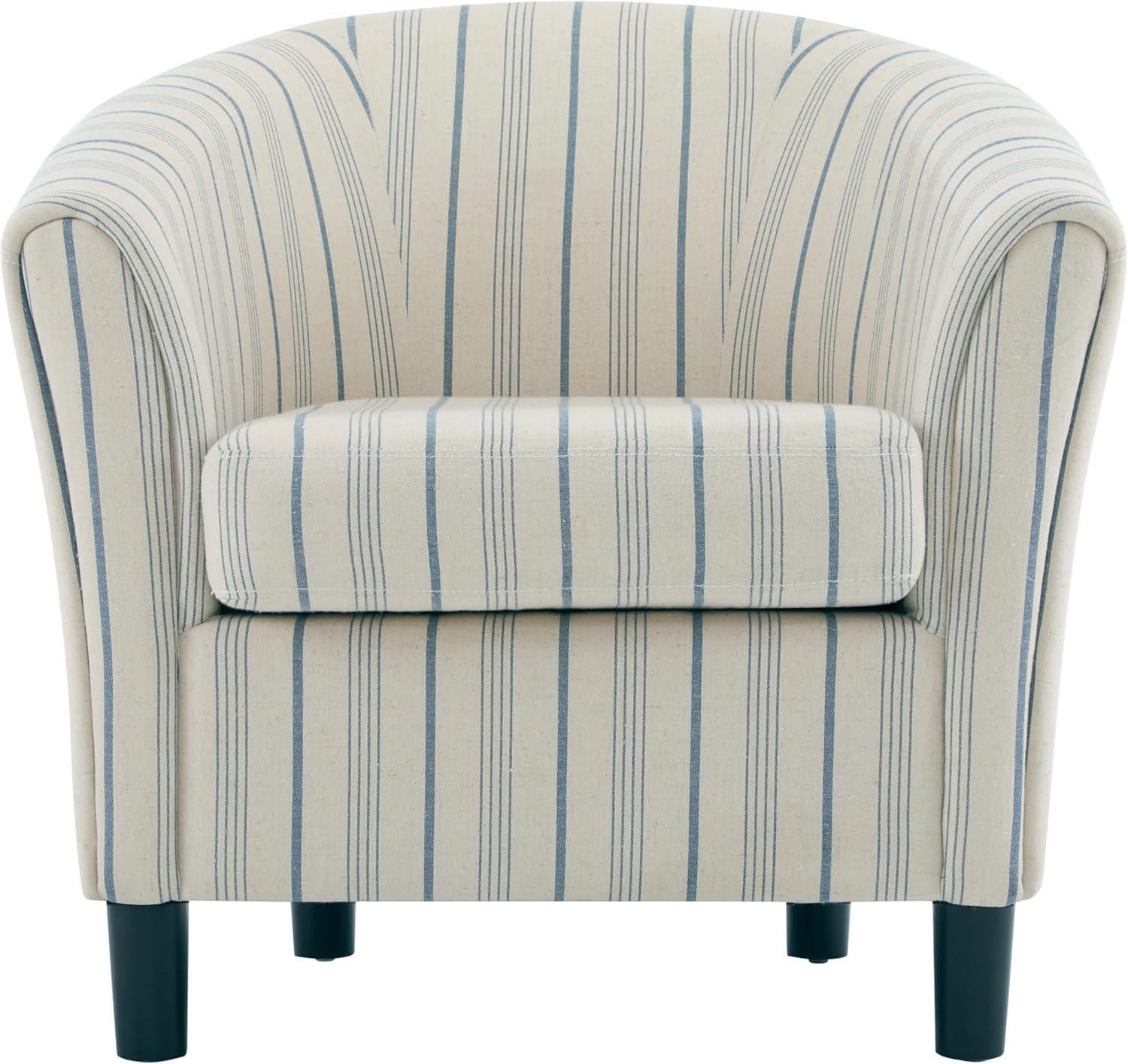 image:imageChristopher Knight Home Lixi Fabric Upholstered Accent Chair Wooden Living Room Barrel Chair Bedroom Comfy Reading Chair Beige and Blue