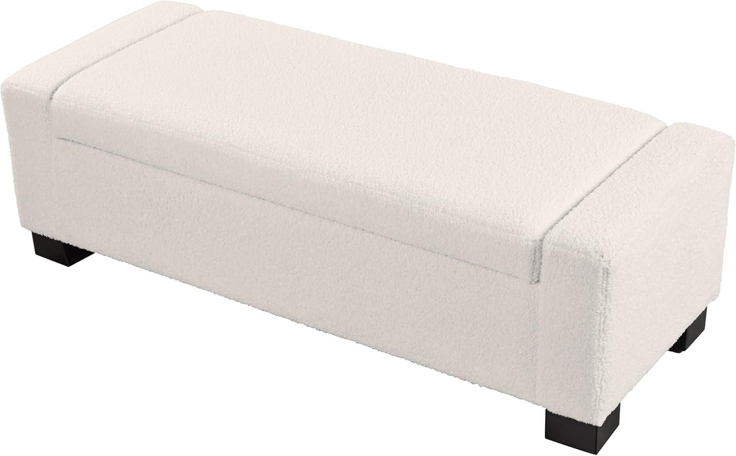 image:imageChristopher Knight Home Maddie Living Room Ottoman with Storage Entryway Boucle Fabric Upholstered Storage Ottoman Bench Rectangular Sofa Foot Stool Bedroom End of Bed Bench Shoe Organizer BeigeBeige