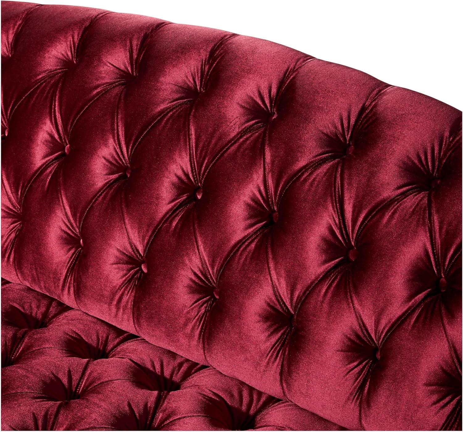 image:imageChristopher Knight Home Minxi Velvet Sofa Couch Home Sofa Living Room with Birch Wood Legs Comfort Modern 3 Seater Couch with Button Tufted Diamond Stitch Luxury Chaise Lounge Chair Wine Red