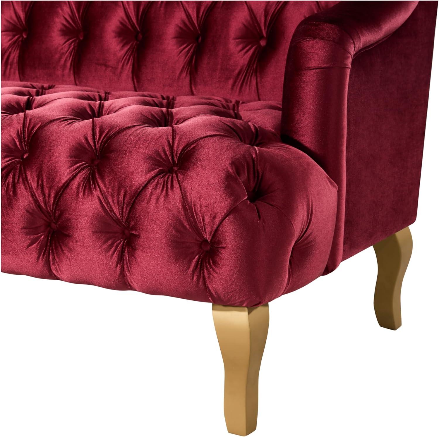 image:imageChristopher Knight Home Minxi Velvet Sofa Couch Home Sofa Living Room with Birch Wood Legs Comfort Modern 3 Seater Couch with Button Tufted Diamond Stitch Luxury Chaise Lounge Chair Wine Red