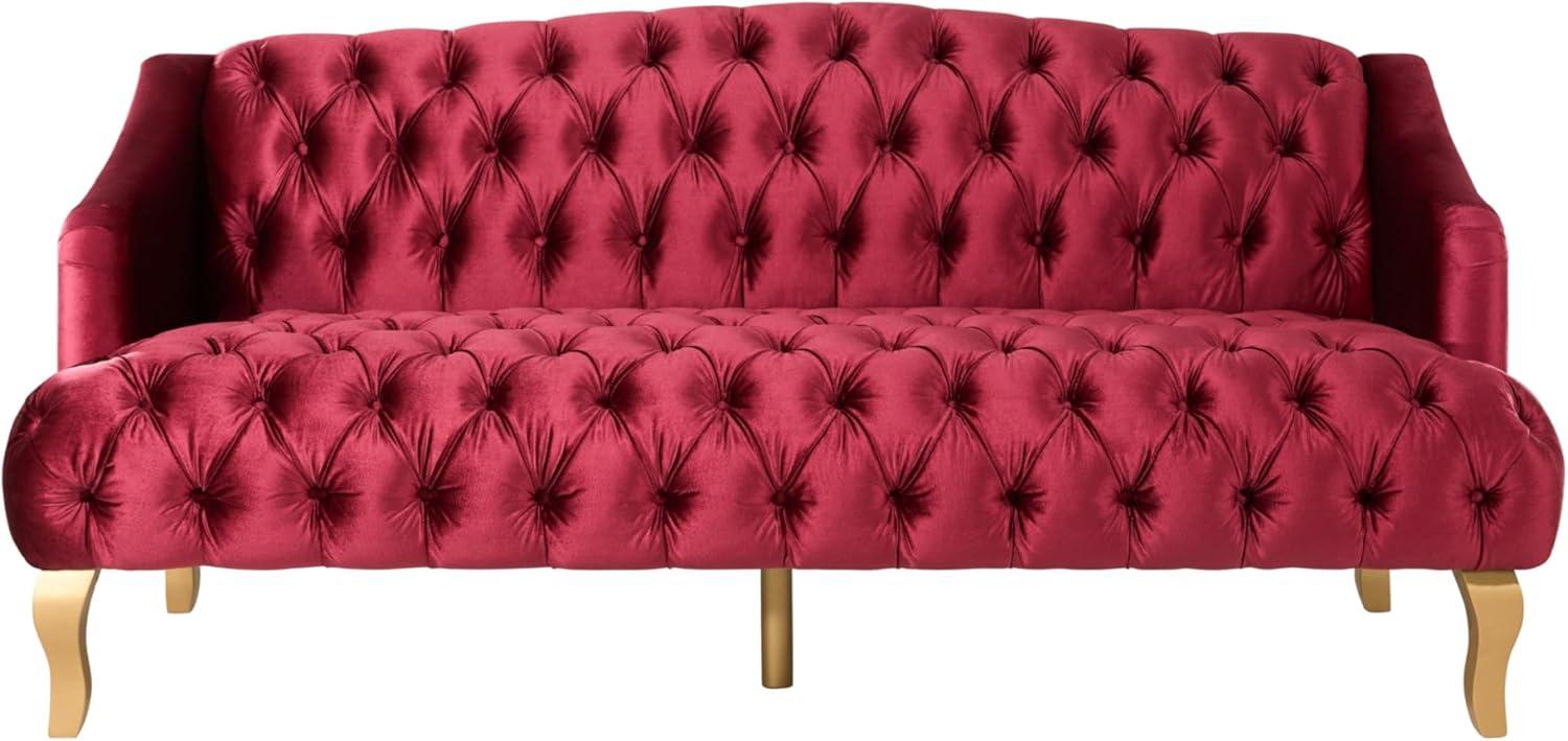 image:imageChristopher Knight Home Minxi Velvet Sofa Couch Home Sofa Living Room with Birch Wood Legs Comfort Modern 3 Seater Couch with Button Tufted Diamond Stitch Luxury Chaise Lounge Chair Wine Red