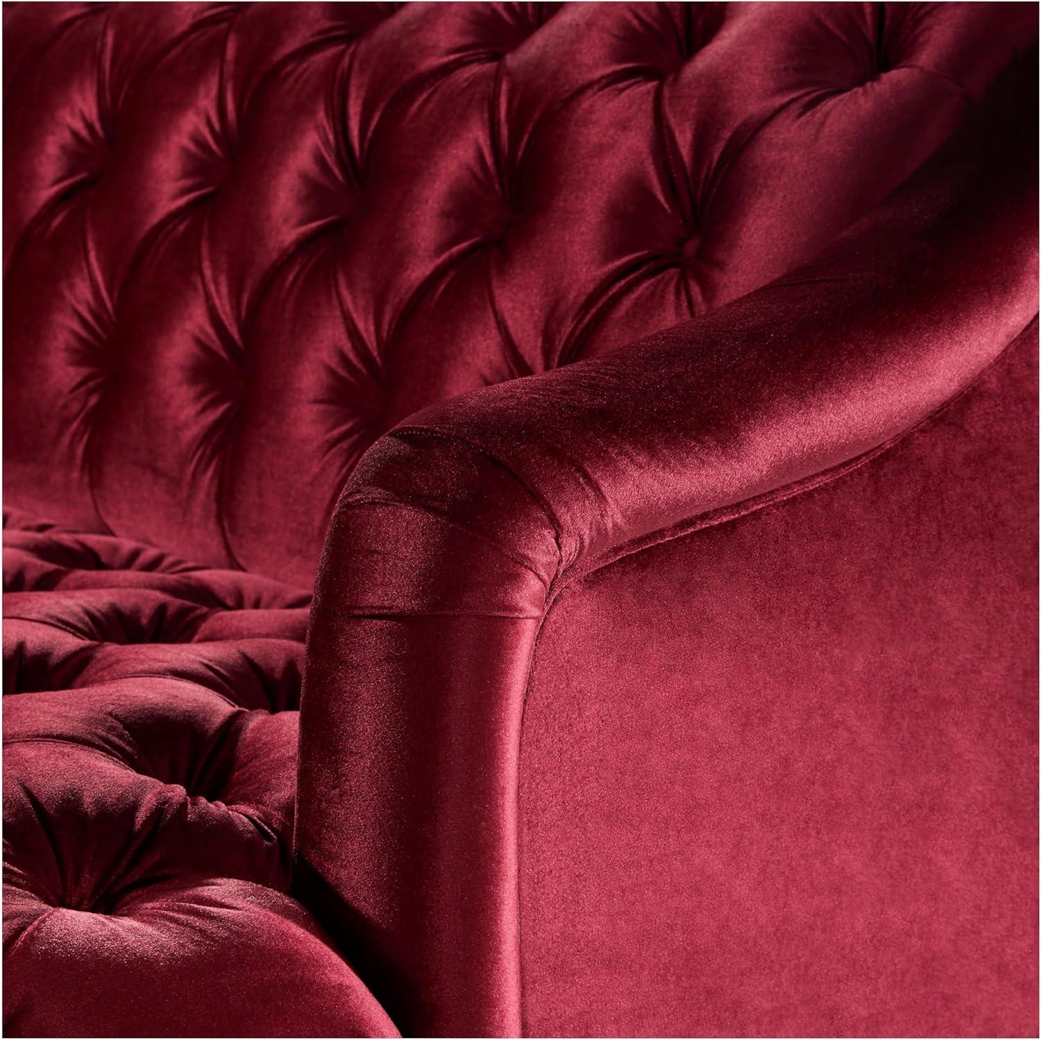 image:imageChristopher Knight Home Minxi Velvet Sofa Couch Home Sofa Living Room with Birch Wood Legs Comfort Modern 3 Seater Couch with Button Tufted Diamond Stitch Luxury Chaise Lounge Chair Wine Red