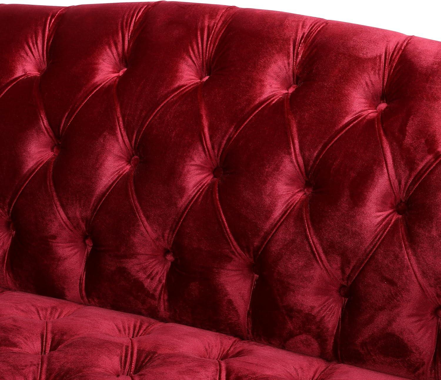 image:imageChristopher Knight Home Minxi Velvet Sofa Couch Home Sofa Living Room with Birch Wood Legs Comfort Modern 3 Seater Couch with Button Tufted Diamond Stitch Luxury Chaise Lounge Chair Wine Red