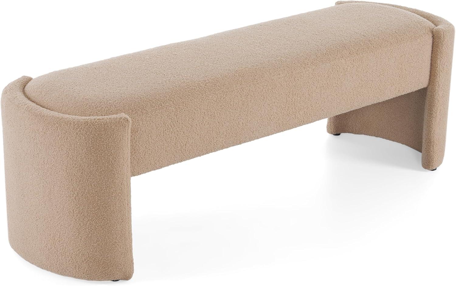 image:imageChristopher Knight Home Neapo Oval Ottoman Upholstered Bench Ottoman End of Bed Oval Bench Chair Soft Fabric Footstool Spacious Seating Chair for Living Room Bedroom Hallway Light Camel