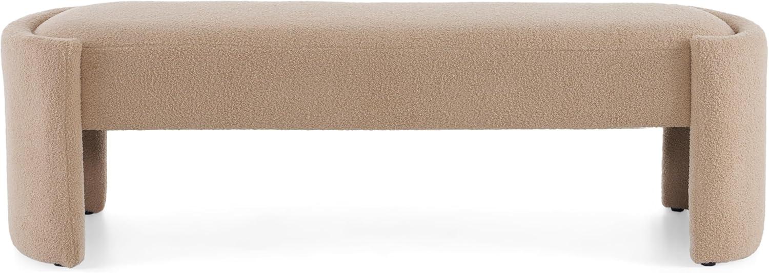 image:imageChristopher Knight Home Neapo Oval Ottoman Upholstered Bench Ottoman End of Bed Oval Bench Chair Soft Fabric Footstool Spacious Seating Chair for Living Room Bedroom Hallway Light Camel