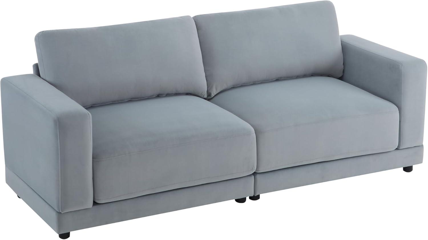 image:imageChristopher Knight Home Paren 81 Modern Velvet Upholstered Loveseat Comfy Living Room Sofa Couch with Wooden Frame 2Seater Upholstered Sofa Cloud Couch Furniture for HotelApartment Light GreyLight Grey