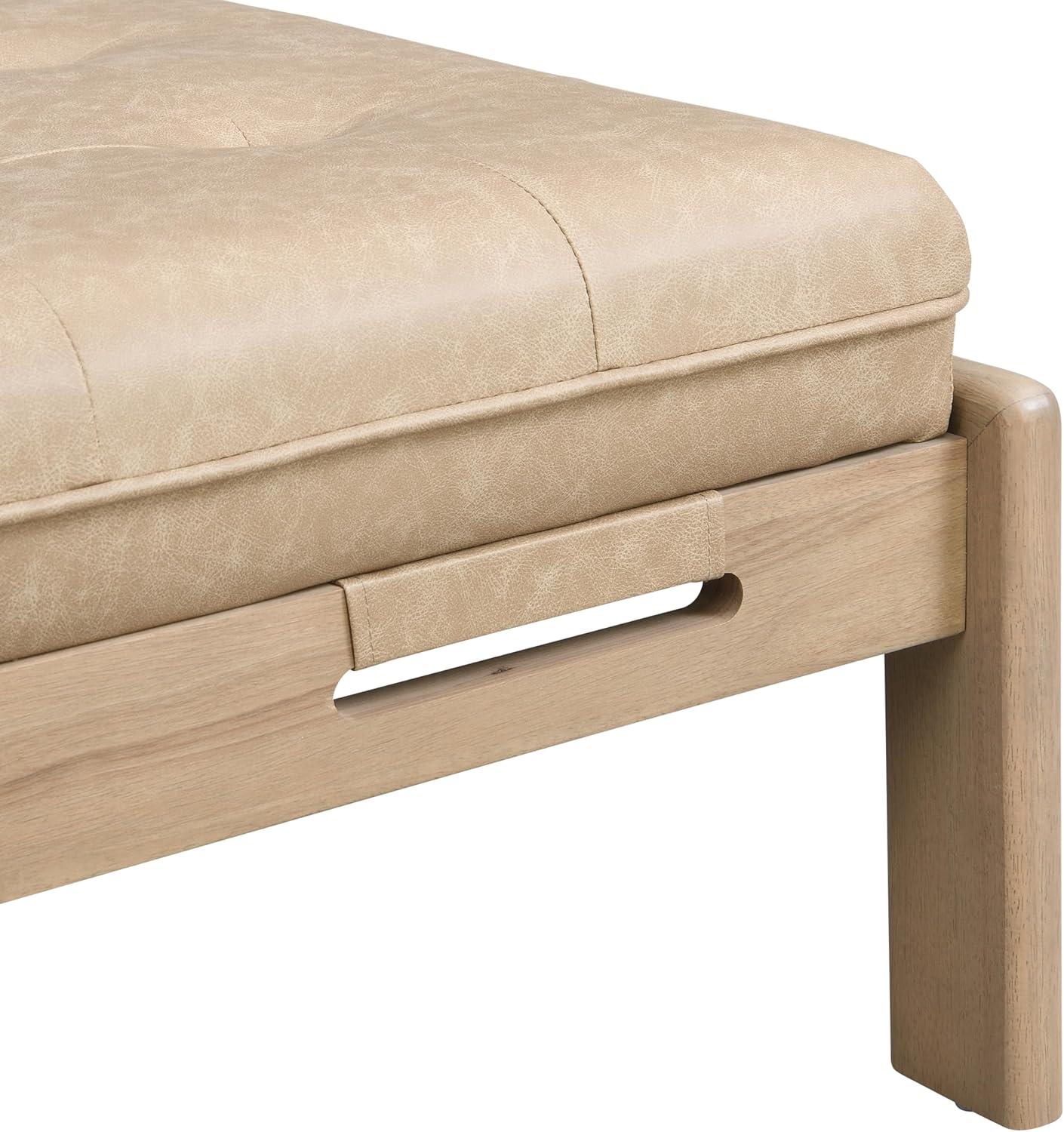 image:imageChristopher Knight Home Penley Modern Faux Leather Upholstered Ottoman Coffee Table Wooden Rectangular Cocktail Ottoman Living Room Sofa Footstool BrownWalnutTaupebrown