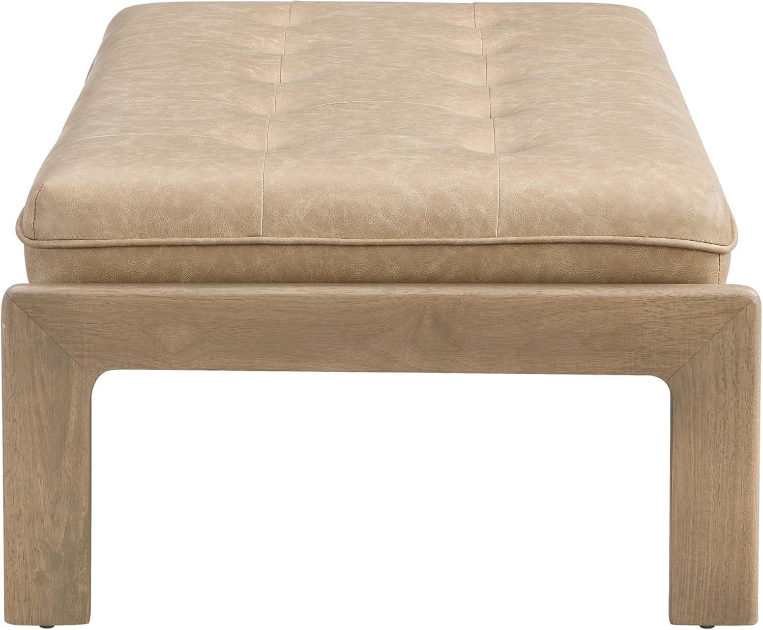 image:imageChristopher Knight Home Penley Modern Faux Leather Upholstered Ottoman Coffee Table Wooden Rectangular Cocktail Ottoman Living Room Sofa Footstool BrownWalnutTaupebrown