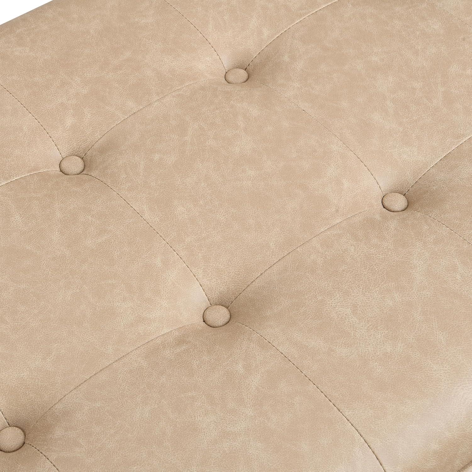 image:imageChristopher Knight Home Penley Modern Faux Leather Upholstered Ottoman Coffee Table Wooden Rectangular Cocktail Ottoman Living Room Sofa Footstool BrownWalnutTaupebrown
