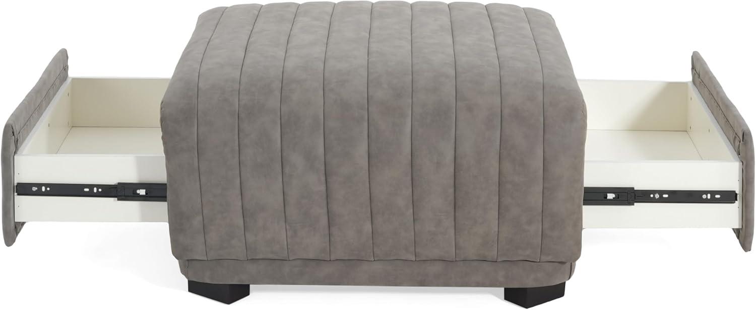 image:imageChristopher Knight Home Reyno Upholstered Ottoman with Storage for Living Room Faux Leather Storage Ottoman Foot Rest with Side Drawers Modern Square Coffee Table with Wooden Frame Grey