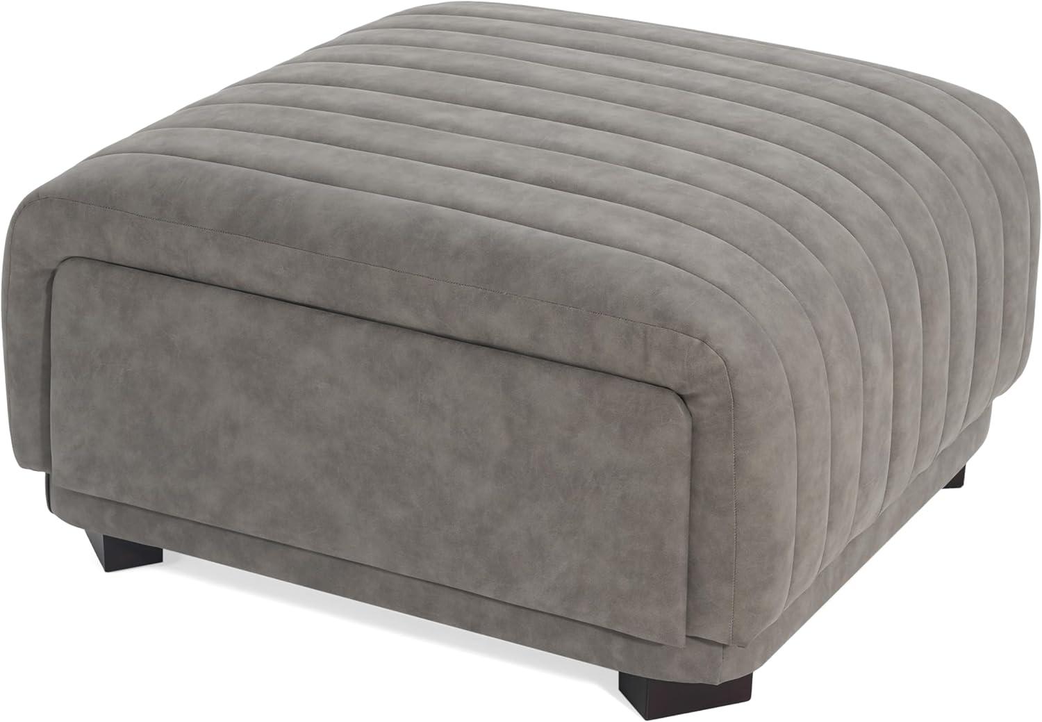 image:imageChristopher Knight Home Reyno Upholstered Ottoman with Storage for Living Room Faux Leather Storage Ottoman Foot Rest with Side Drawers Modern Square Coffee Table with Wooden Frame Grey