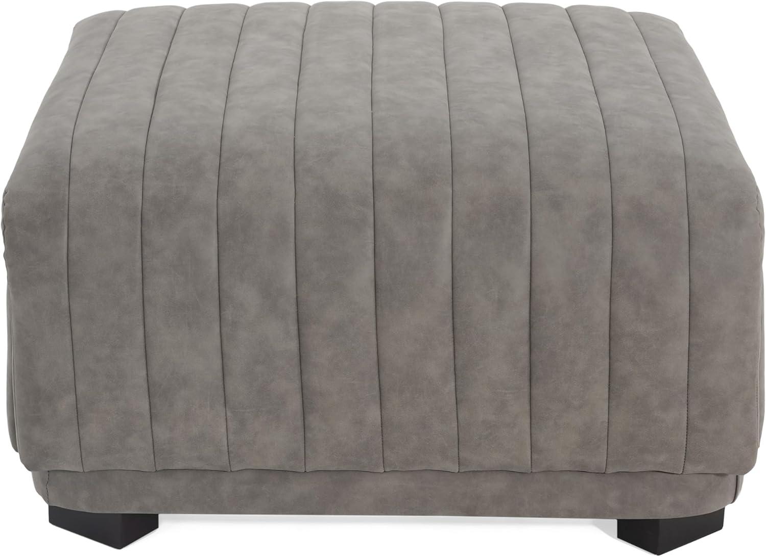 image:imageChristopher Knight Home Reyno Upholstered Ottoman with Storage for Living Room Faux Leather Storage Ottoman Foot Rest with Side Drawers Modern Square Coffee Table with Wooden Frame Grey