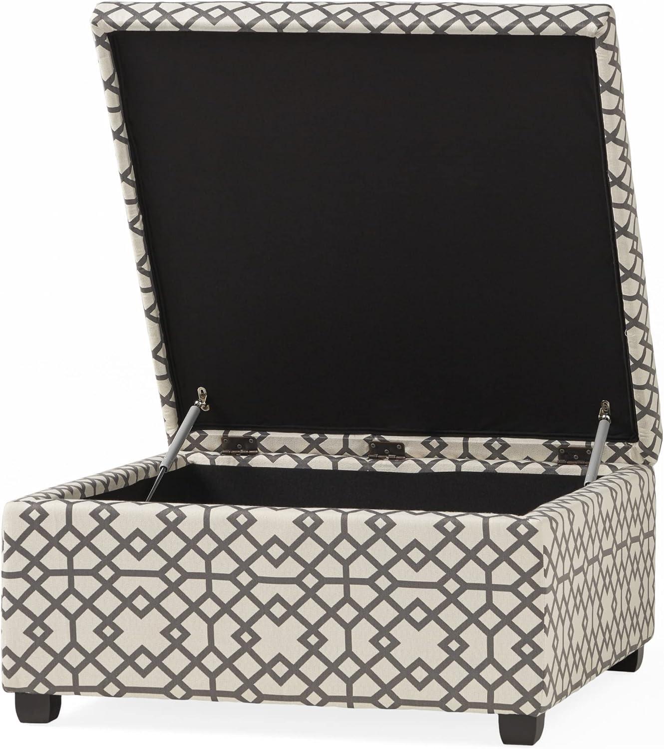 image:imageChristopher Knight Home Tempe Fabric Storage Ottoman Grey Geometric Patterned