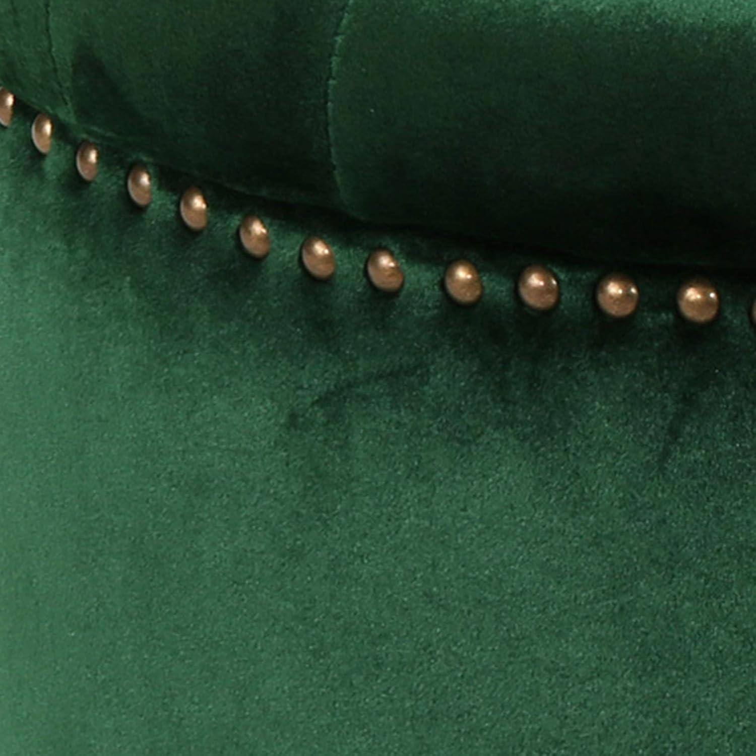 image:imageChristopher Knight Home Tiernan Round Velvet Upholstered Ottoman Small Footrest Stool End Side Table Button Tufted Coffee Table Wooden Frame Living Room Sofa Extra Seat with Nailhead Light GrayGreen