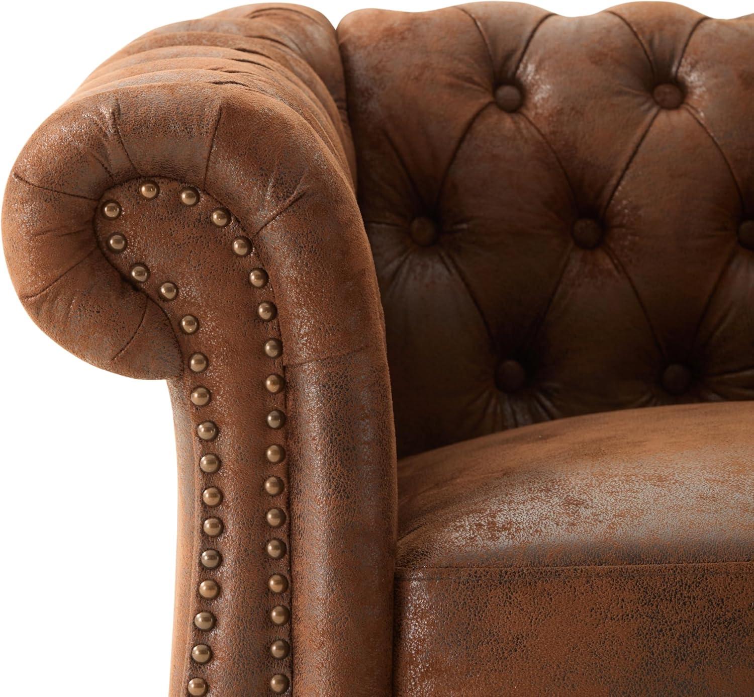 image:imageLucine Traditional Chesterfield Club Chair Cognac Brown and Dark BrownBrowndark Brown