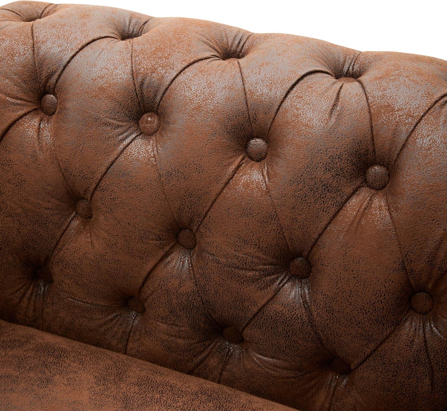 image:imageLucine Traditional Chesterfield Club Chair Cognac Brown and Dark BrownBrowndark Brown