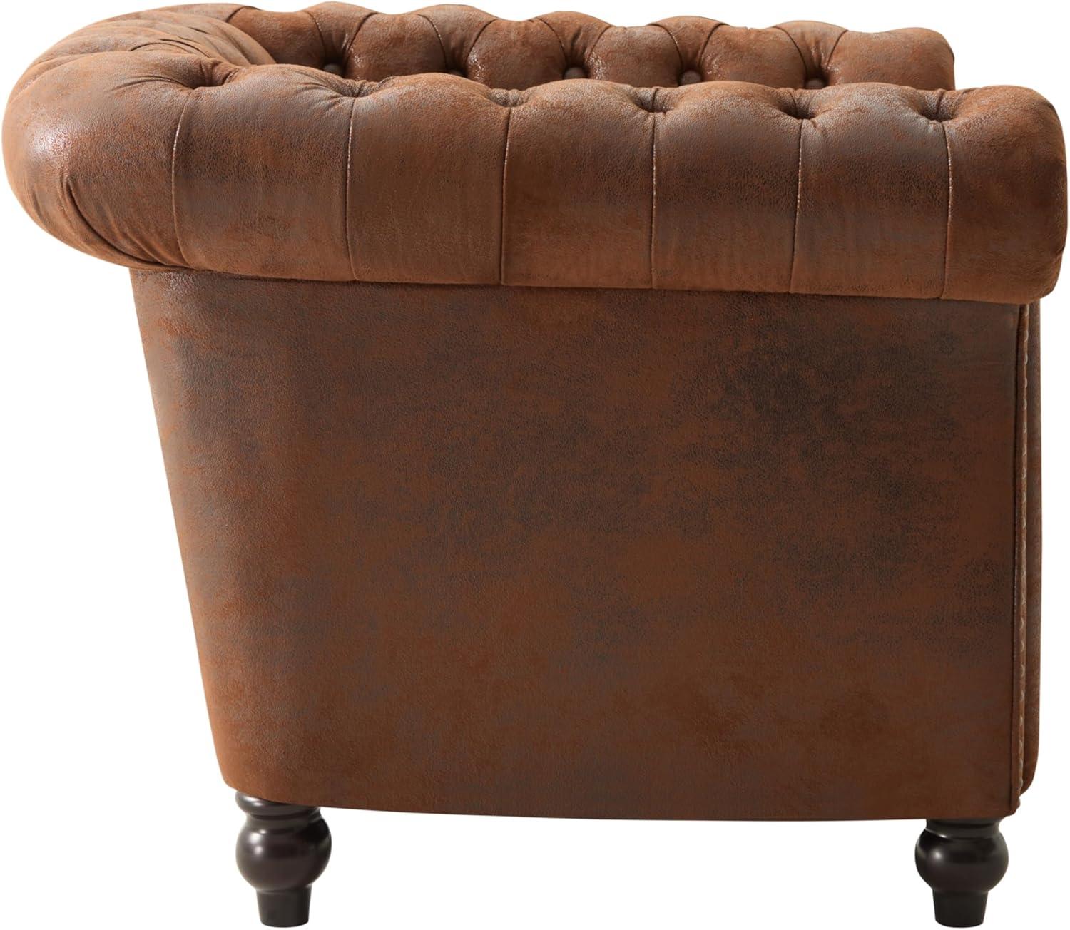 image:imageLucine Traditional Chesterfield Club Chair Cognac Brown and Dark BrownBrowndark Brown