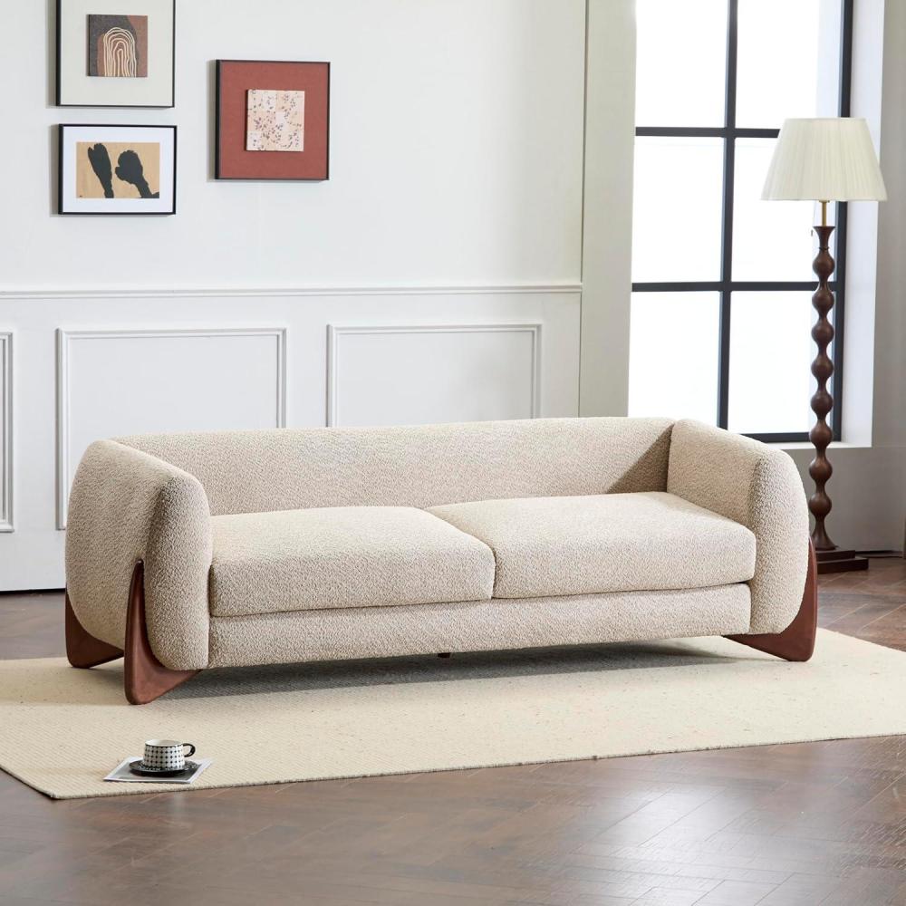 image:imageChristopher Knight Home Almab 82 Inches Sofa Couch Cozy Boucle Upholstered 3Seater Sofa Wood Frame Couch Comfy Couches for Living Room and Office Modern Sofa Lounge Seating Navy BlueAlmond