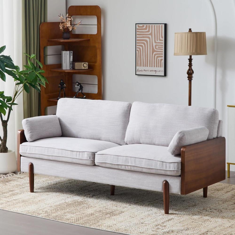 image:imageChristopher Knight Home Arboris Modern Fabric Upholstered Loveseat Living Room Lounge Sofa with Back Pillows and Removable Cushions Comfy Cloud Couch with Wooden Frame Navy BlueLight WalnutLight Smoke Gray