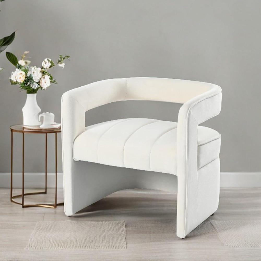 image:imageChristopher Knight Home Bertha Velvet Accent Chair Curved Upholstered Club Chair Comfy Barrel Chair for Living Room Bedroom Reception Room Comfy Armchair No Assembly Needed Ivory WhiteIvory White