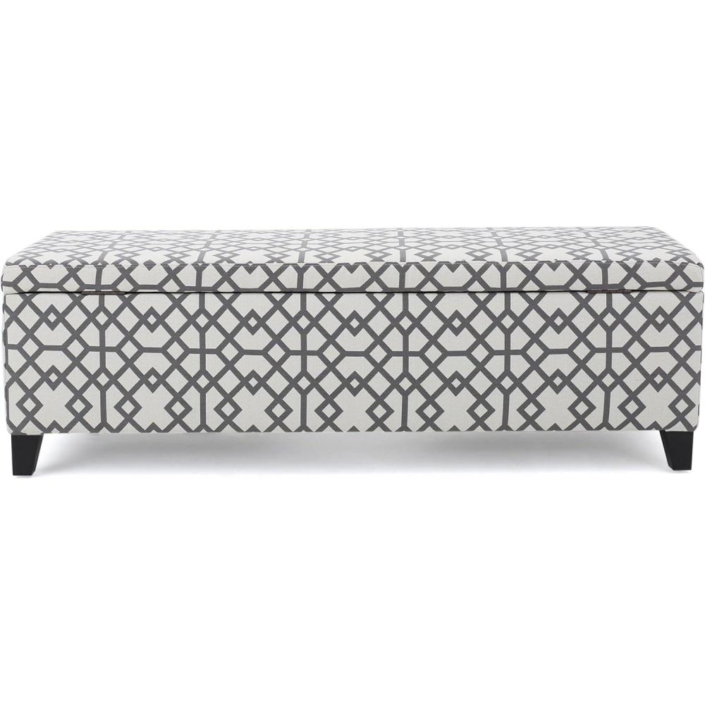 image:imageChristopher Knight Home Cleo Fabric Storage Ottoman Grey Geometric Patterned