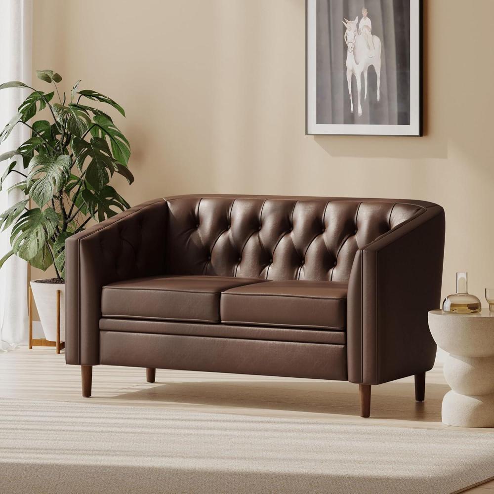 image:imageChristopher Knight Home Contemporary Tufted and Diamond Stitching Faux Leather LoveseatTubDesign 2Seater SofaRemovable CushionsBirch Wood LegsSquare ArmsDark Brown and EspressoDark Brown