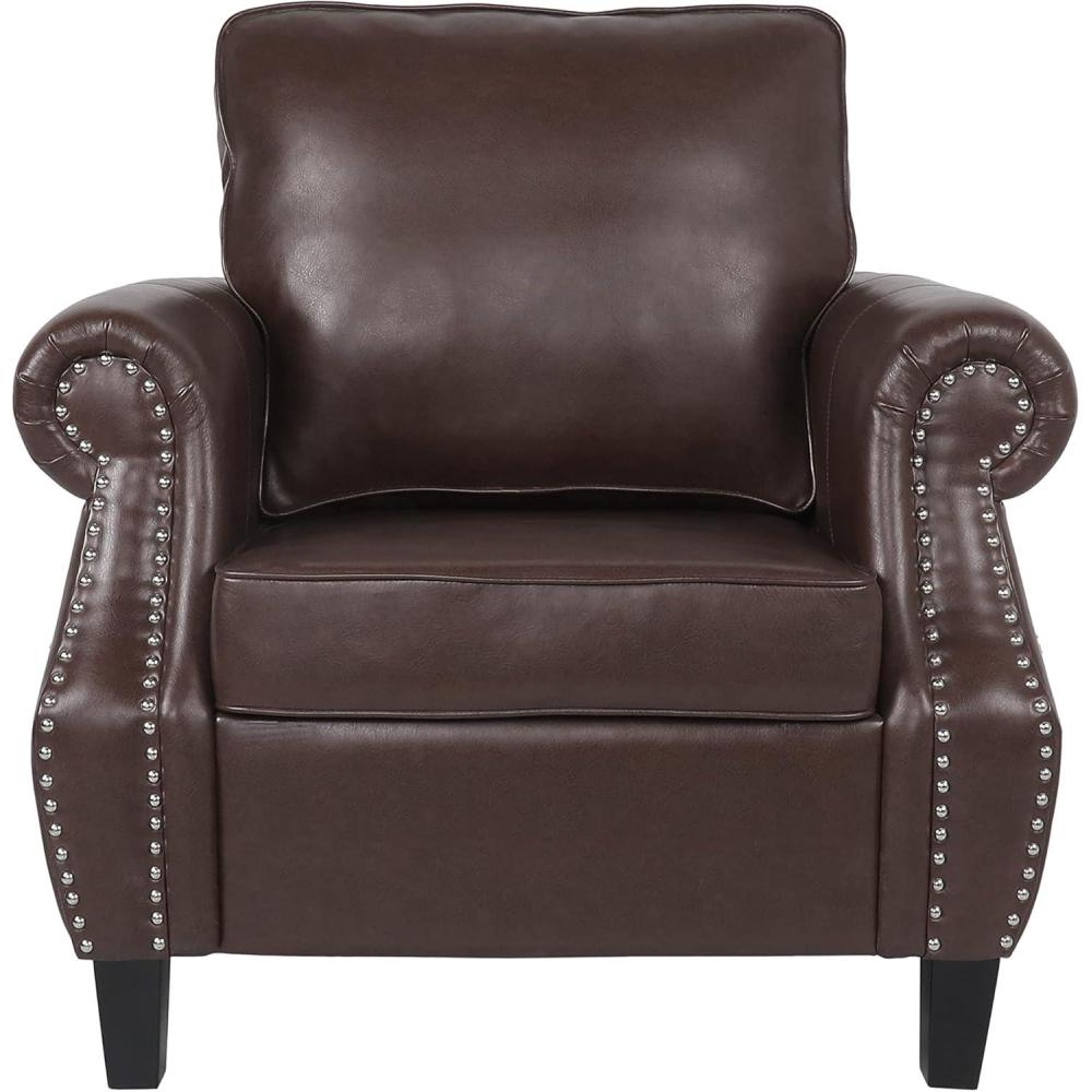 image:imageChristopher Knight Home Dowd Club Chair with Nailhead Trim Faux Leather Dark BrownDark Brown