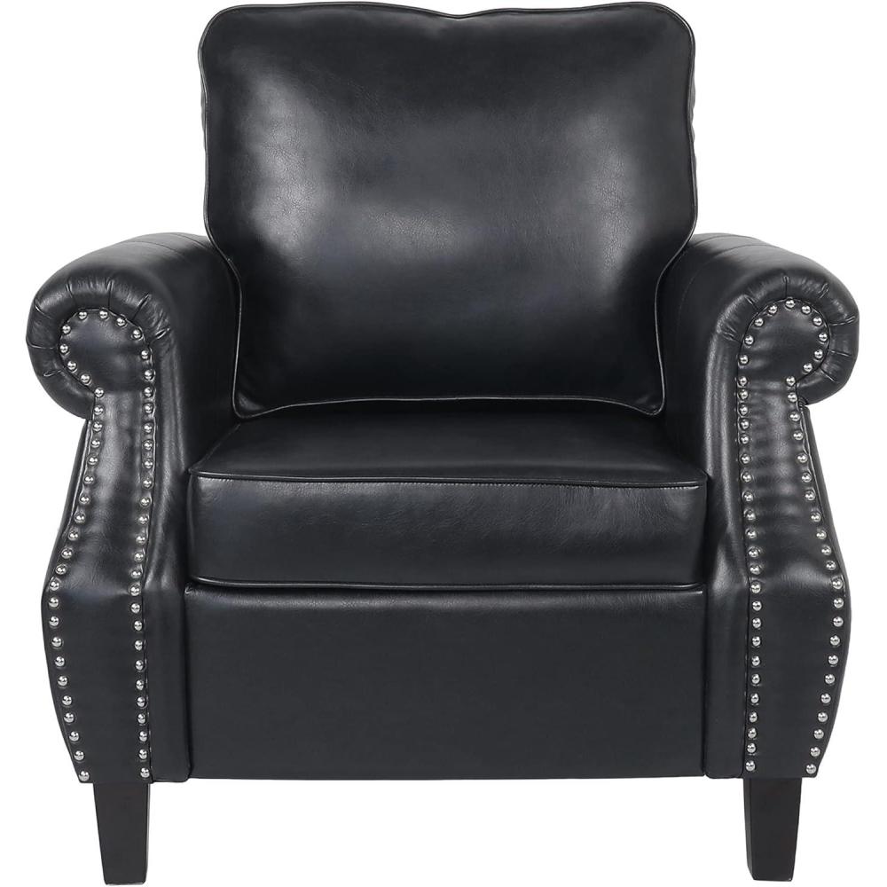image:imageChristopher Knight Home Dowd Club Chair with Nailhead Trim Faux Leather Dark BrownMidnight Black Dark Brown
