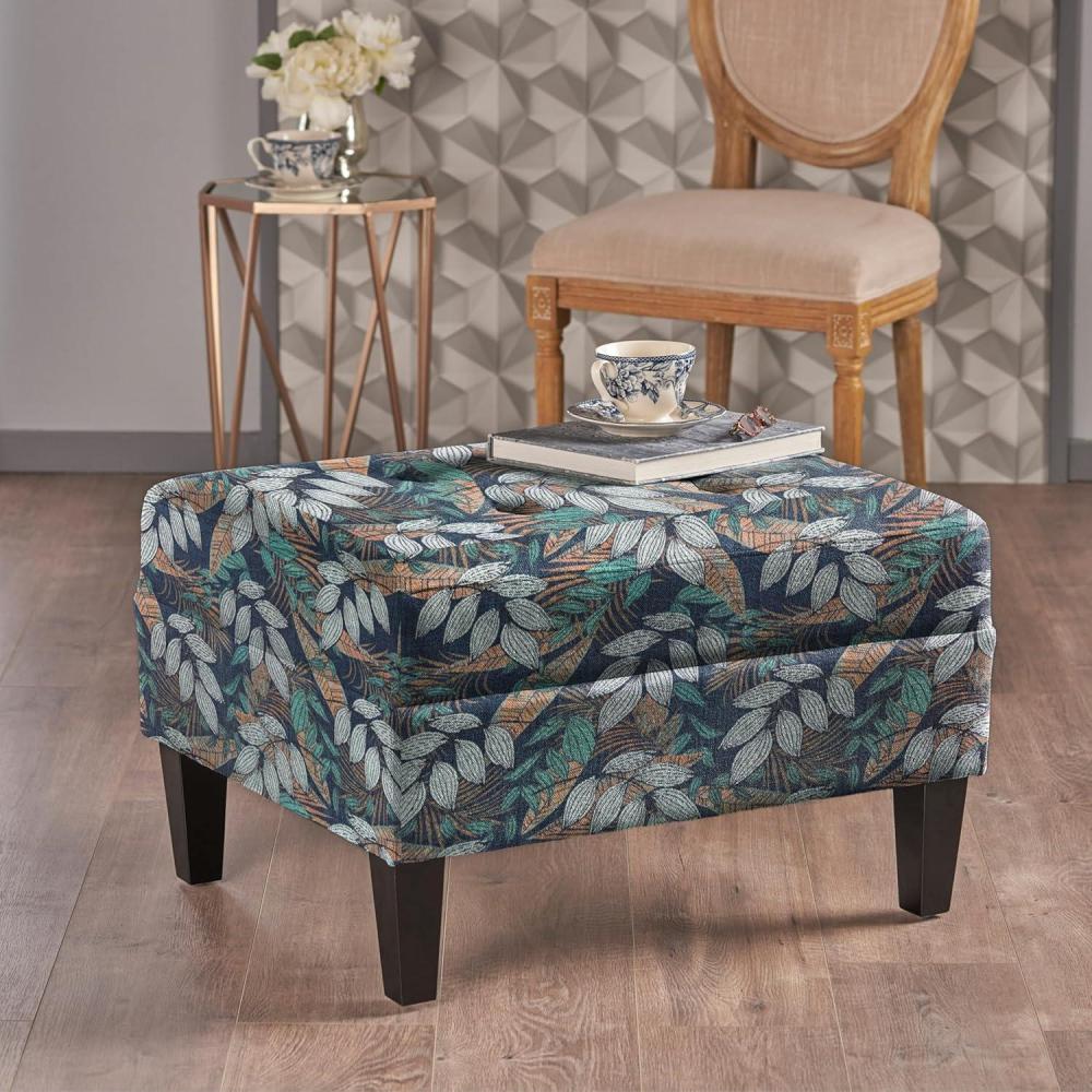 image:imageChristopher Knight Home Fabric Ottoman Footrest Rectangular Upholstered Non Storage Ottoman Foot Rest Stool with Tufted Stitching 2825 W x 23 D x 185 H Leaf PrintedLeaf Printed non Storage