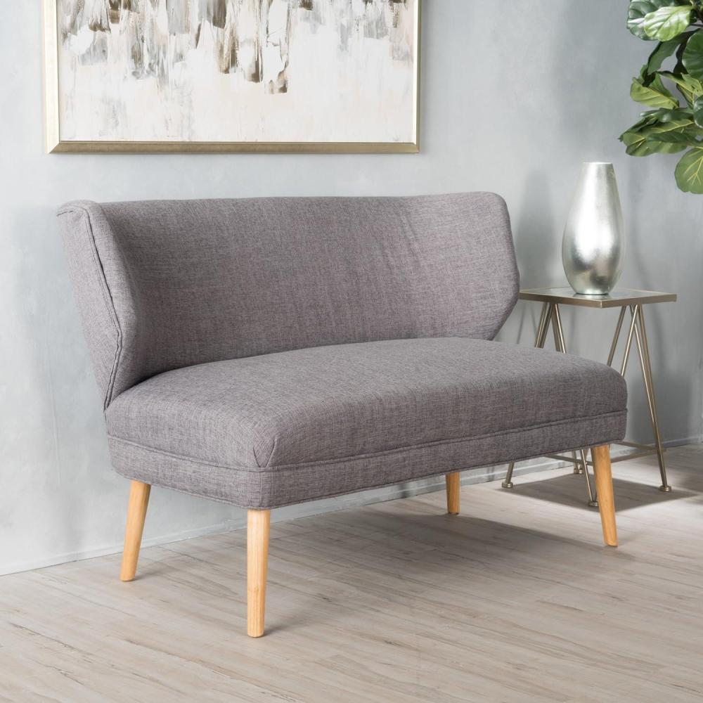 image:imageChristopher Knight Home GDFStudio Christopher Knight Home Desdemona MidCentury Modern Fabric Settee Light Gray Natural FinishLight Gray  Natural Finish