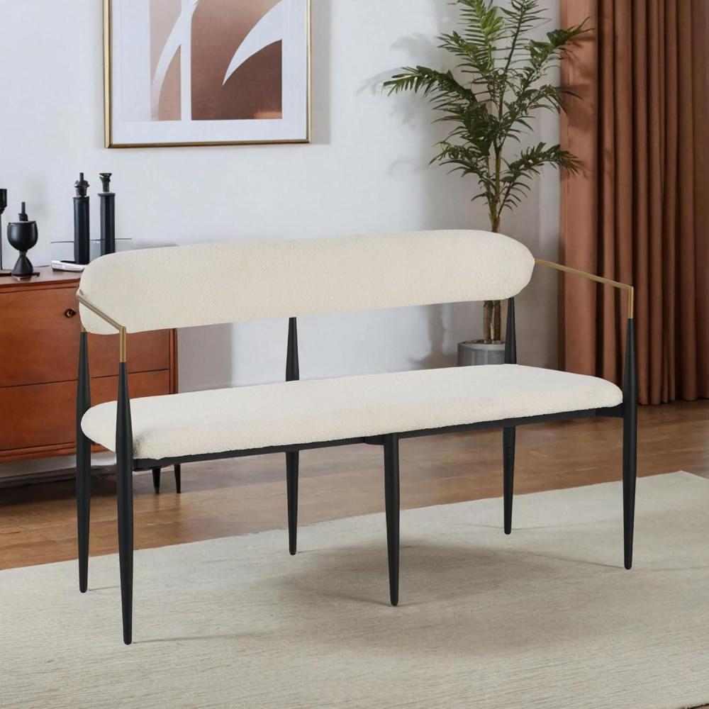 image:imageChristopher Knight Home Names Modern Metal Loveseat Living Room Boucle Fabric Upholstered Settee Curved Open Backrest 2Seater Sofa Cozy Couch for BedroomApartmentHome Office Black Gold Beige