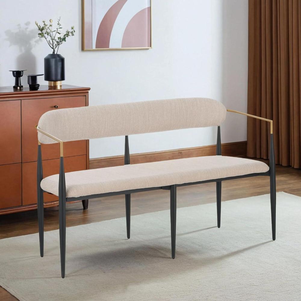 image:imageChristopher Knight Home Names Modern Metal Loveseat Living Room Fabric Upholstered Settee Curved Open Backrest 2Seater Sofa Cozy Couch for Bedroom Apartment Home Office BlackCoffeeBeigeBlack Gold Beige